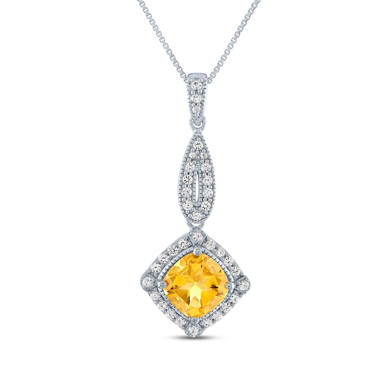 Main Image 1 of Citrine & White Lab-Created Sapphire Necklace Sterling Silver 18"
