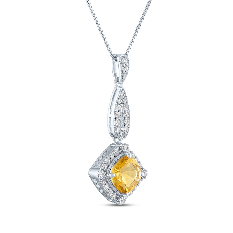 Main Image 2 of Citrine & White Lab-Created Sapphire Necklace Sterling Silver 18"