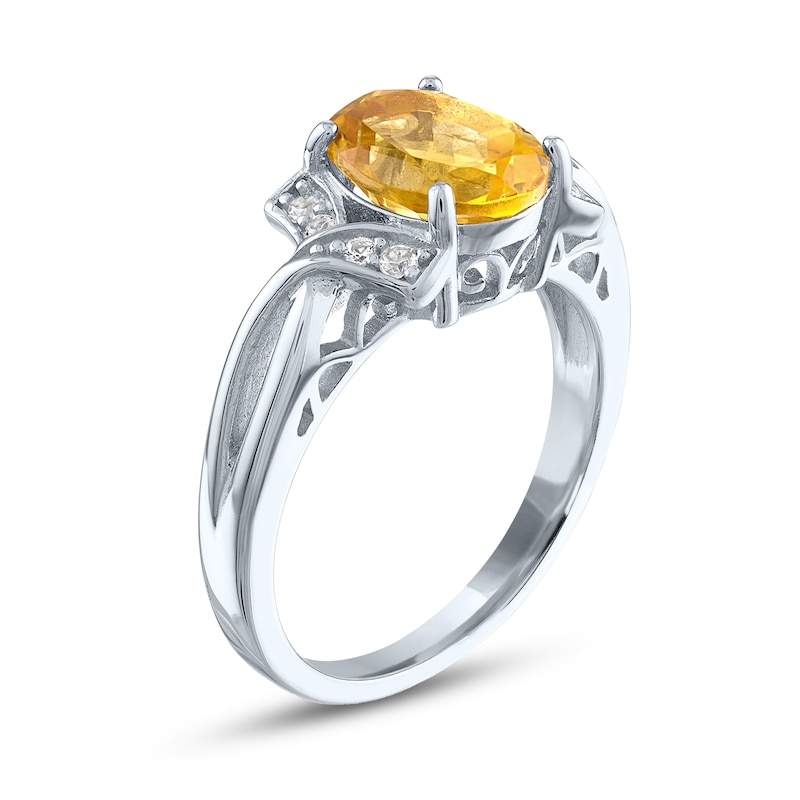 Main Image 2 of Citrine & White Lab-Created Sapphire Ring Sterling Silver