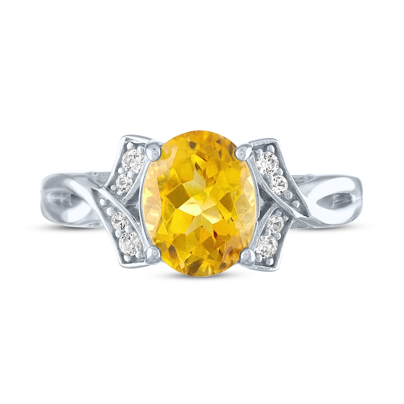 Main Image 3 of Citrine & White Lab-Created Sapphire Ring Sterling Silver