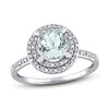 Thumbnail Image 1 of Aquamarine & Diamond Ring 1/10 ct tw Round-Cut 10K White Gold