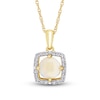 Thumbnail Image 0 of Opal & Diamond Necklace 1/10 ct tw Round-Cut 10K Yellow Gold 17"