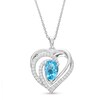 Thumbnail Image 1 of Blue/White Topaz Heart Necklace Sterling Silver 18"