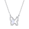 Thumbnail Image 2 of Lab-Created Opal & White Lab-Created Sapphire Butterfly Necklace Sterling Silver 18"