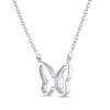 Thumbnail Image 3 of Lab-Created Opal & White Lab-Created Sapphire Butterfly Necklace Sterling Silver 18"
