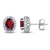 Thumbnail Image 1 of Garnet & White Lab-Created Stud Earrings Sterling Silver