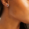 Thumbnail Image 2 of Garnet & White Lab-Created Stud Earrings Sterling Silver