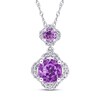 Thumbnail Image 1 of Amethyst & Diamond Necklace 1/5 ct tw Round-Cut 14K White Gold 17"