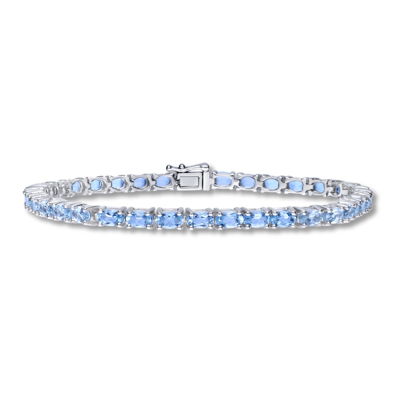 Main Image 1 of Aquamarine Bracelet Sterling Silver 7.75"