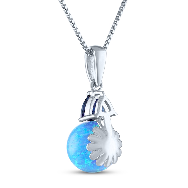 Main Image 3 of Blue Lab-Created Opal & Blue Lab-Created Sapphire Necklace Sterling Silver 18"