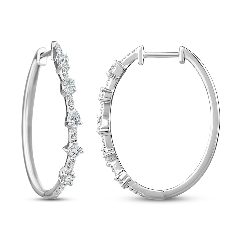 Diamond Hoop Earrings 3/4 ct tw 10K White Gold