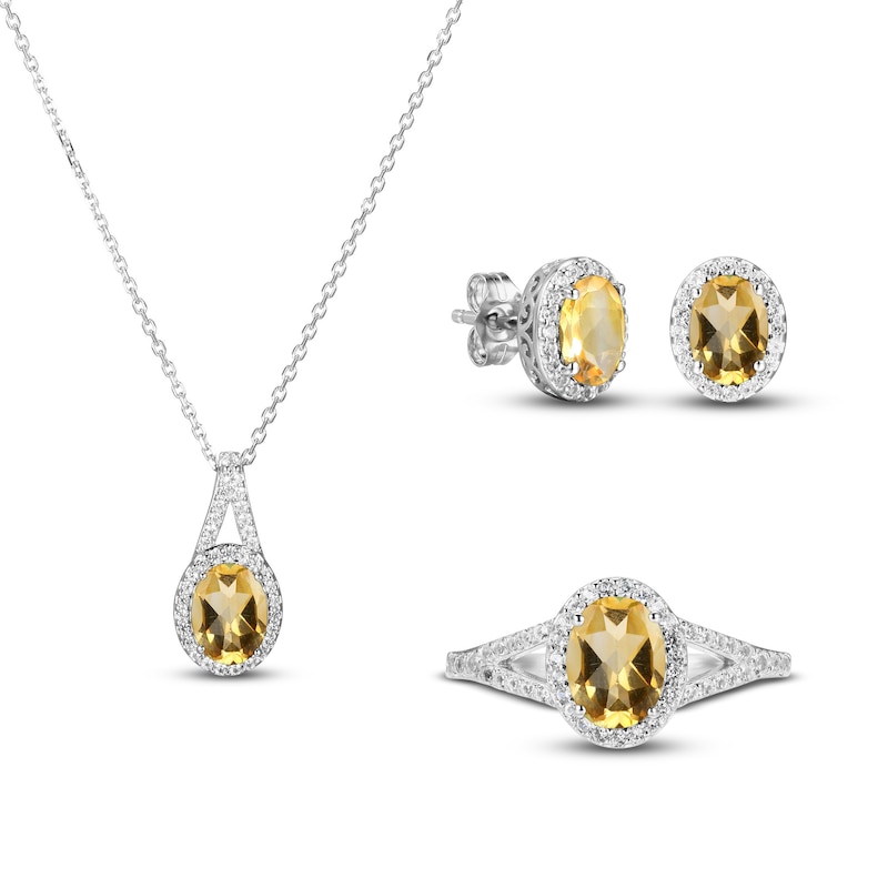 Main Image 1 of Citrine & White Lab-Created Sapphire Boxed Set Sterling Silver - Size 7