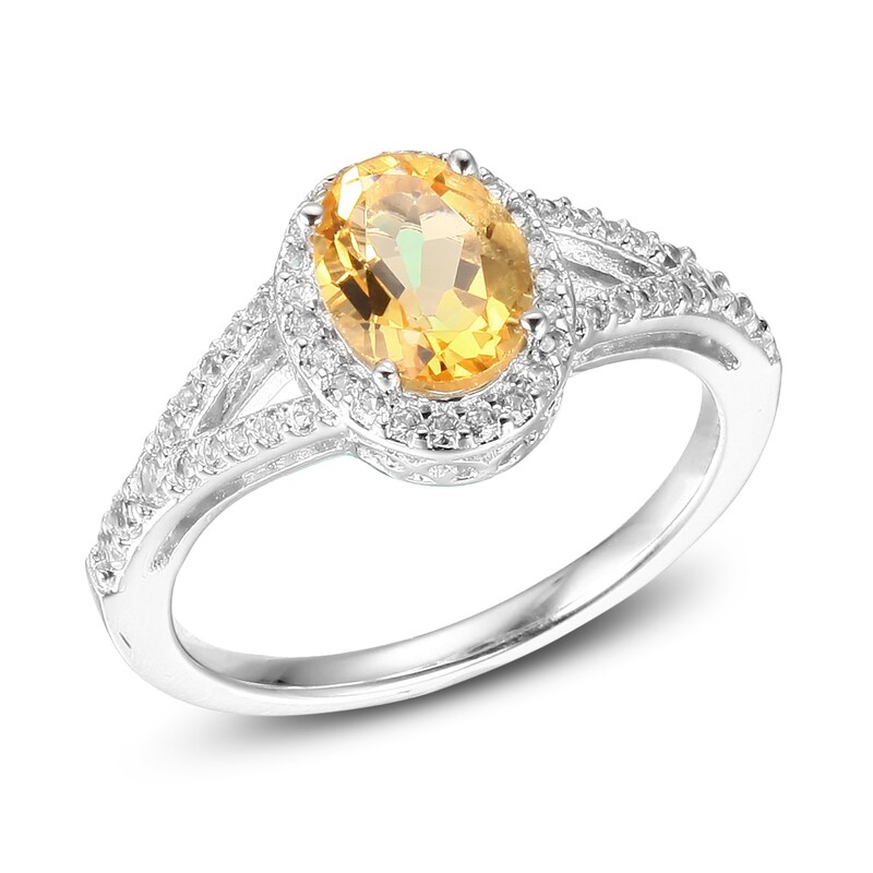 Main Image 4 of Citrine & White Lab-Created Sapphire Boxed Set Sterling Silver - Size 7