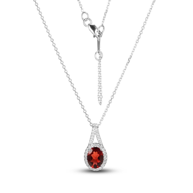 Main Image 2 of Garnet & White Lab-Created Sapphire Boxed Set Sterling Silver - Size 7
