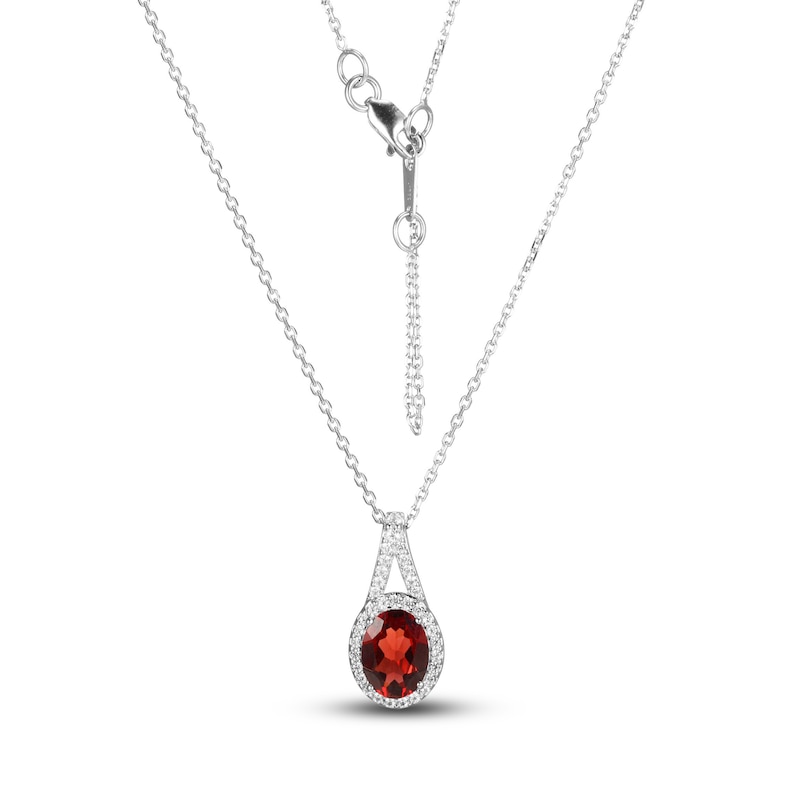 Garnet & White Lab-Created Sapphire Boxed Set Sterling Silver - Size 7