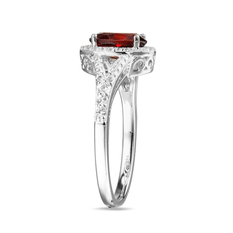 Main Image 4 of Garnet & White Lab-Created Sapphire Boxed Set Sterling Silver - Size 7
