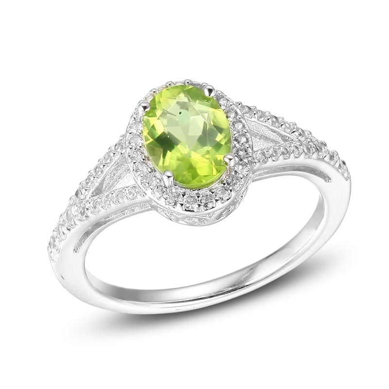 Peridot & White Lab-Created Sapphire Boxed Set Sterling Silver - Size 7