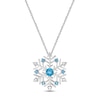 Thumbnail Image 1 of Swiss Blue Topaz & White Lab-Created Sapphire Snowflake Necklace Sterling Silver 18"