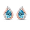 Swiss Blue Topaz & White Lab-Created Sapphire Earrings Sterling Silver & 10K Rose Gold