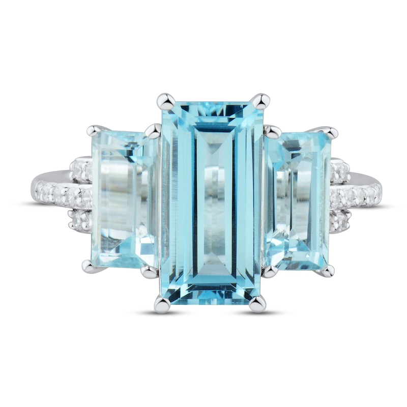 Sky Blue Topaz & White Lab-Created Sapphire Ring Sterling Silver