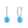 Thumbnail Image 0 of Blue Lab-Created Opal & White Lab-Created Sapphire Sphere Earrings Sterling Silver