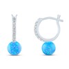 Thumbnail Image 1 of Blue Lab-Created Opal & White Lab-Created Sapphire Sphere Earrings Sterling Silver