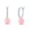 Thumbnail Image 1 of Lab-Created Opal & White Lab-Created Sapphire Sphere Earrings Sterling Silver