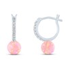 Thumbnail Image 2 of Lab-Created Opal & White Lab-Created Sapphire Sphere Earrings Sterling Silver