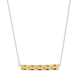 Citrine Bar Necklace Sterling Silver 18"
