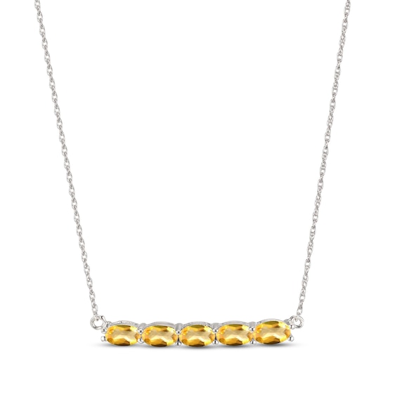 Citrine Bar Necklace Sterling Silver 18"