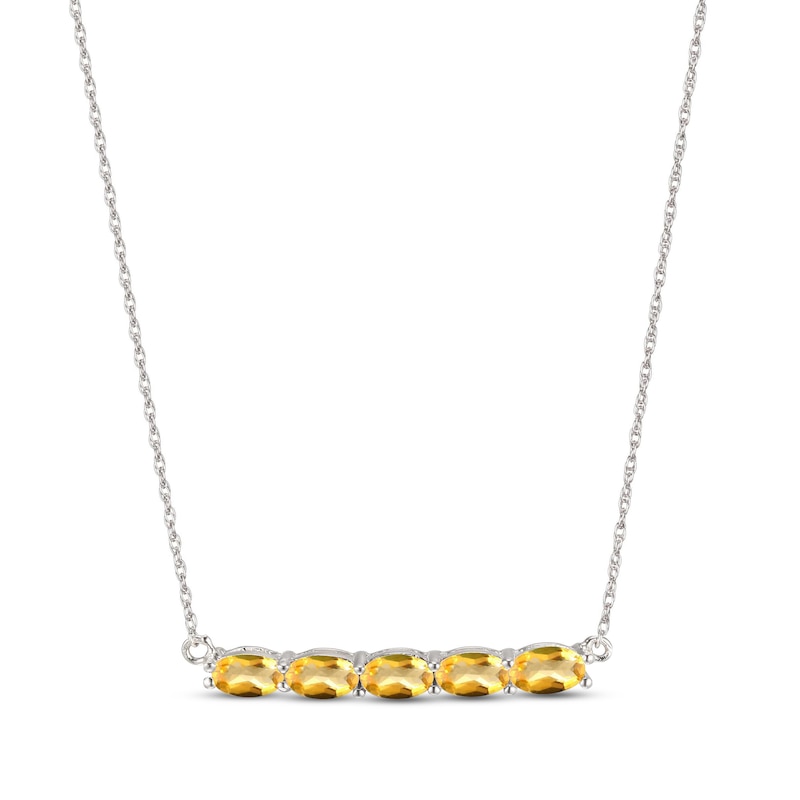 Main Image 1 of Citrine Bar Necklace Sterling Silver 18"