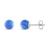Thumbnail Image 1 of Purple Lab-Created Opal Sphere Earrings Sterling Silver