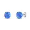 Purple Lab-Created Opal Sphere Earrings Sterling Silver