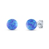 Purple Lab-Created Opal Sphere Earrings Sterling Silver
