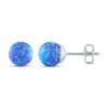 Thumbnail Image 1 of Purple Lab-Created Opal Sphere Earrings Sterling Silver