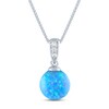 Thumbnail Image 1 of Blue Lab-Created Opal & White Lab-Created Sapphire Necklace Sterling Silver 18"