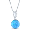 Thumbnail Image 2 of Blue Lab-Created Opal & White Lab-Created Sapphire Necklace Sterling Silver 18"