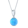 Thumbnail Image 1 of Blue Lab-Created Opal & White Lab-Created Sapphire Necklace Sterling Silver 18"