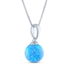 Thumbnail Image 2 of Blue Lab-Created Opal & White Lab-Created Sapphire Necklace Sterling Silver 18"