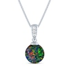 Thumbnail Image 0 of Black Lab-Created Opal & White Lab-Created Sapphire Necklace Sterling Silver 18"