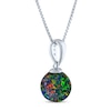Thumbnail Image 2 of Black Lab-Created Opal & White Lab-Created Sapphire Necklace Sterling Silver 18"