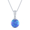Thumbnail Image 0 of Lab-Created Opal & White Lab-Created Sapphire Necklace Sterling Silver 18"