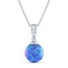 Thumbnail Image 1 of Lab-Created Opal & White Lab-Created Sapphire Necklace Sterling Silver 18"