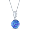 Thumbnail Image 1 of Lab-Created Opal & White Lab-Created Sapphire Necklace Sterling Silver 18"