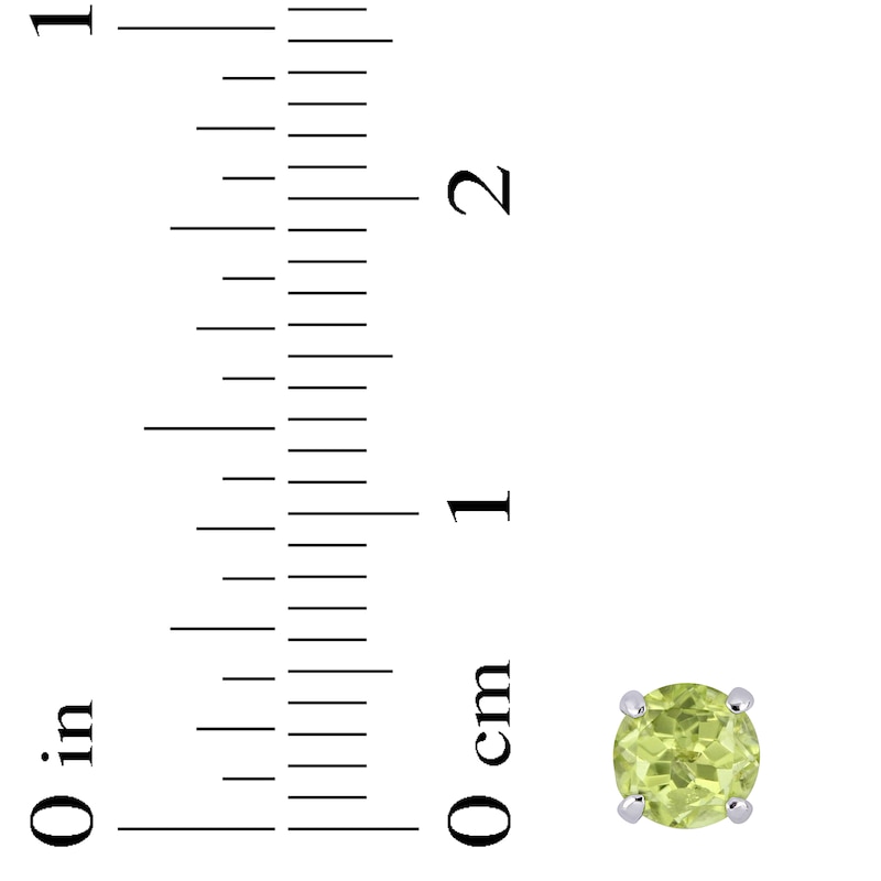 Main Image 3 of Peridot Stud Earrings 14K White Gold