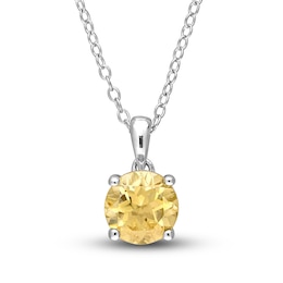 Citrine Necklace Sterling Silver 18"