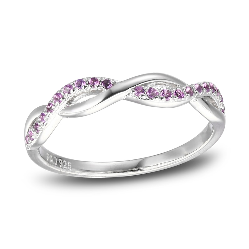 Main Image 1 of Amethyst Dainty Criss Cross Ring Sterling Silver