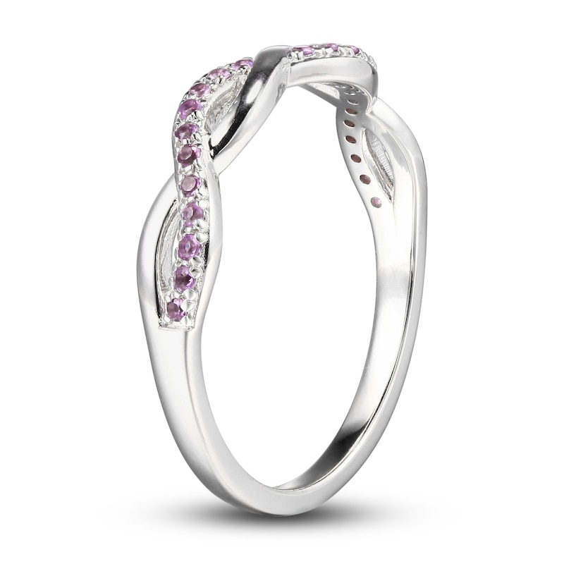 Main Image 2 of Amethyst Dainty Criss Cross Ring Sterling Silver