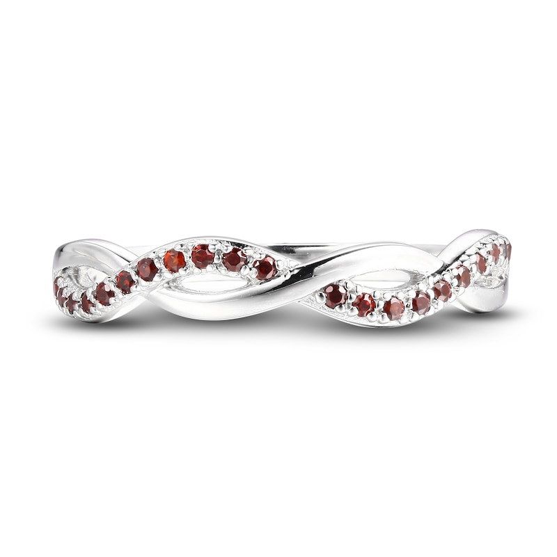 Main Image 3 of Garnet Dainty Criss Cross Ring Sterling Silver
