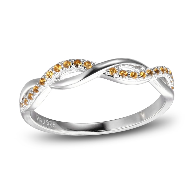 Main Image 1 of Citrine Dainty Criss Cross Ring Sterling Silver